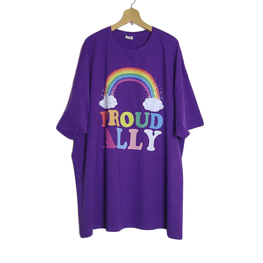 RETRO / 虹 プリント Tシャツ デッドストック 新品 FRUIT OF THE LOOM 紫 4XL